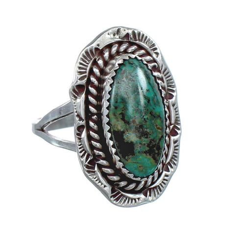 Navajo Genuine Sterling Silver Turquoise Ring Size 8 AX123953